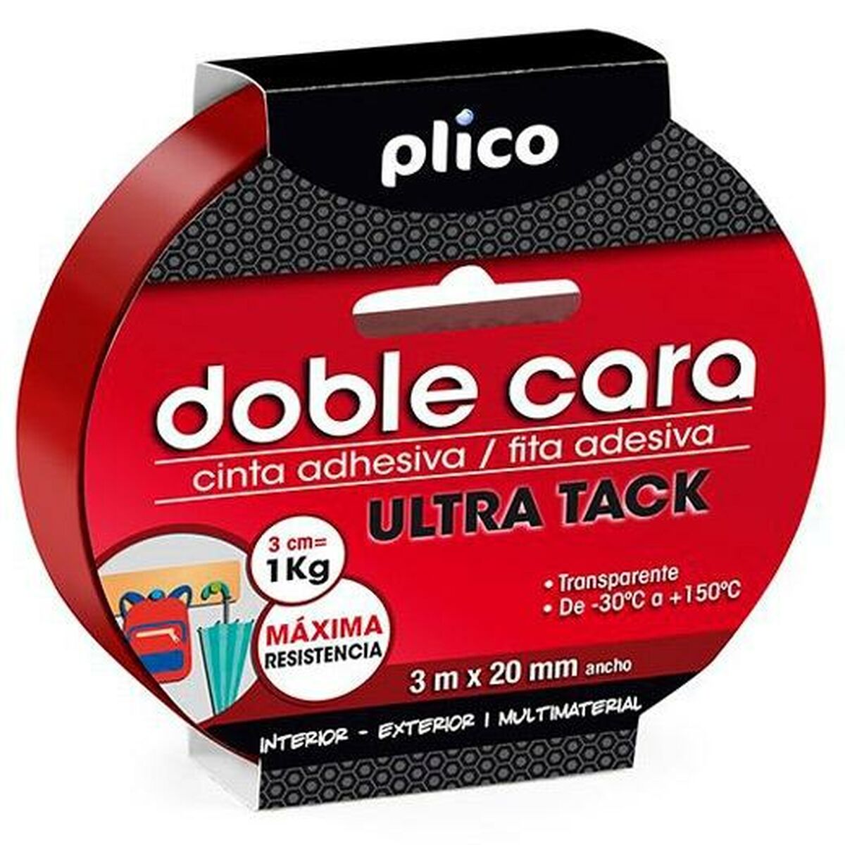 Dubbelsidig Tejp PLICO Ultra Tack Transparent - 2