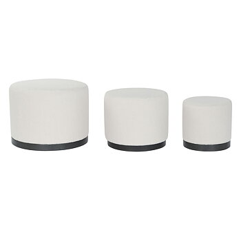 Fotpall DKD Home Decor Vit Svart Polyester Trä MDF Scandi 60 x 60 x 45 cm (3 antal)