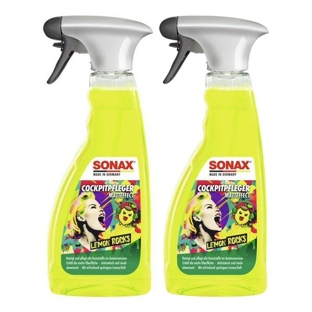 Rengöringsmedel för instrumentpaneler Sonax LEMON ROCKS Citron Friskt 500 ml Mattfihish (2 antal)