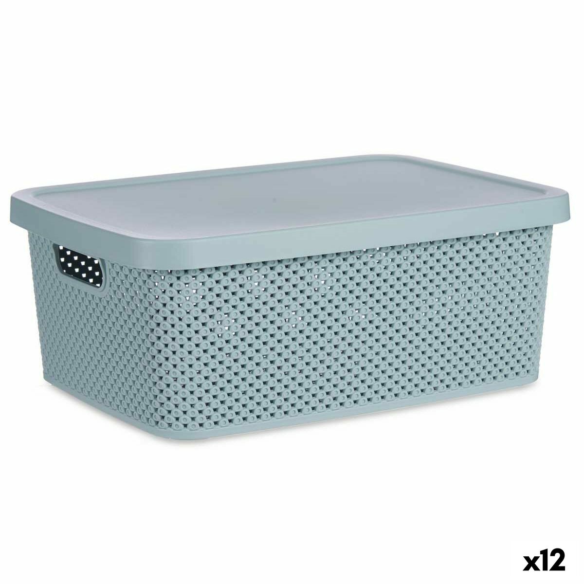Förvaringslåda med lock Grön Plast 13 L (28 x 15 x 39 cm) (12 antal) - 4