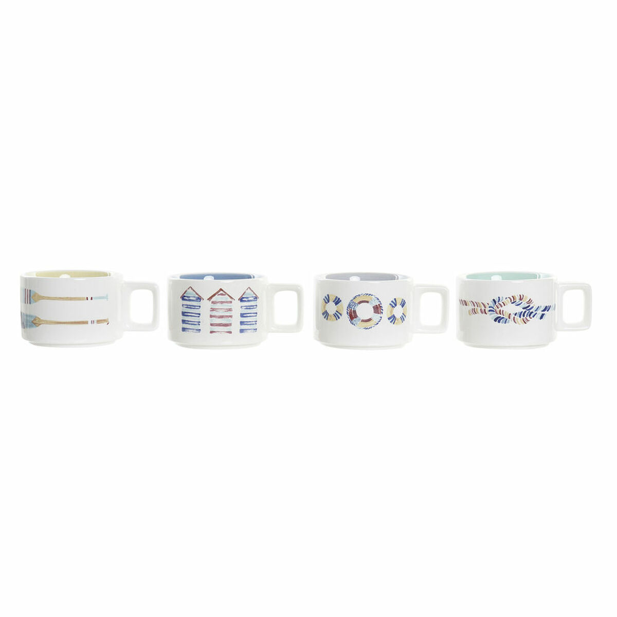 Set med kaffekoppar DKD Home Decor Blå Multicolour Metall Dolomite 260 ml - 5