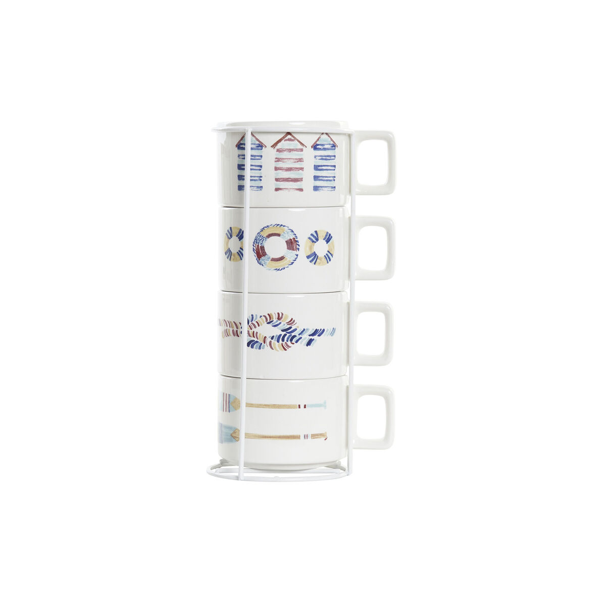 Set med kaffekoppar DKD Home Decor Blå Multicolour Metall Dolomite 260 ml - 2