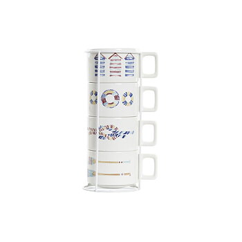 Set med kaffekoppar DKD Home Decor Blå Multicolour Metall Dolomite 260 ml