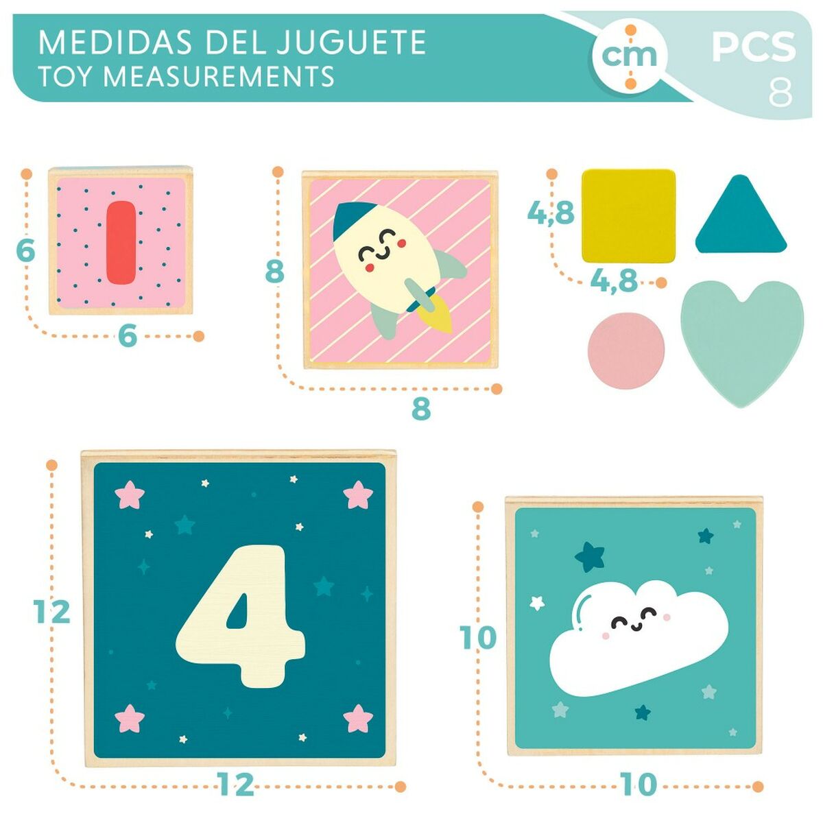 Byggklossar Mr. Wonderful 8 Delar 12 x 12 x 12 cm (6 antal) - 3