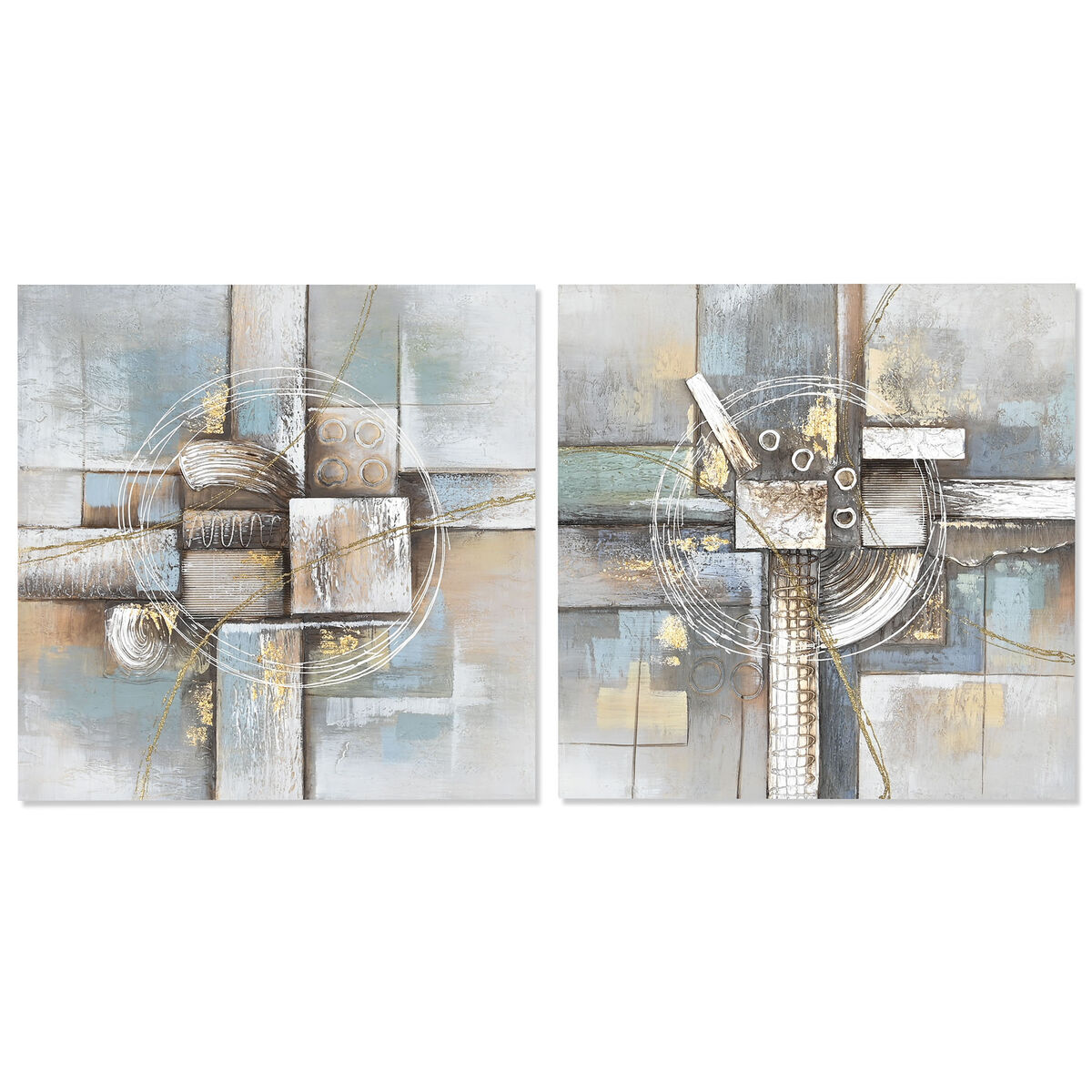 Tavla DKD Home Decor Abstrakt 80 x 3 x 80 cm Modern (2 antal)