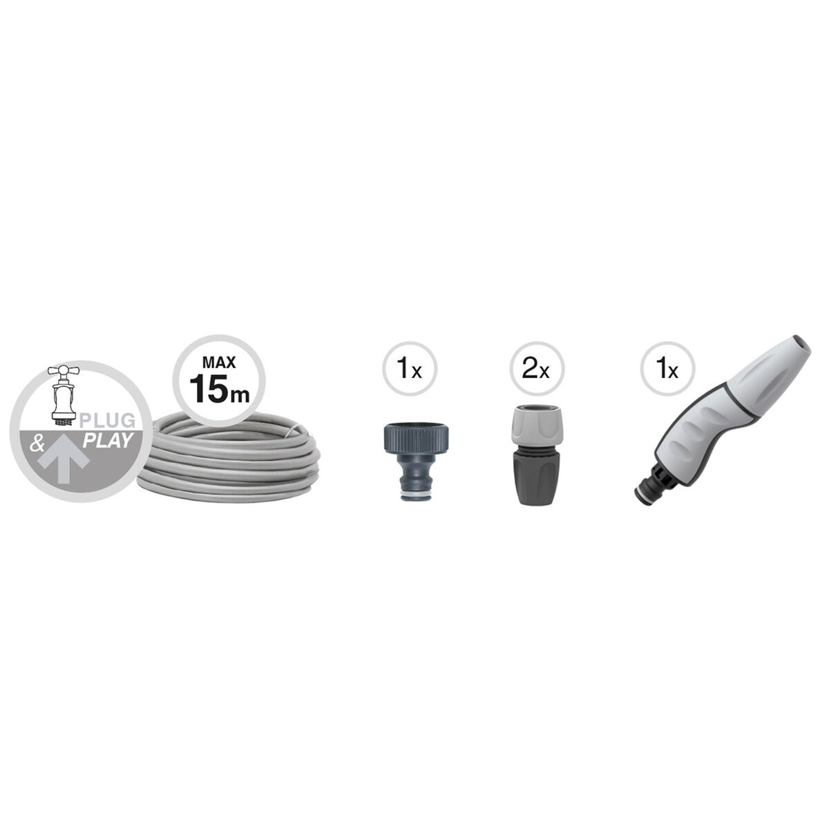Slang med tillbehörssats GF Garden gf80267600 Utdragbar Korg Blå 15 m Plast - 3