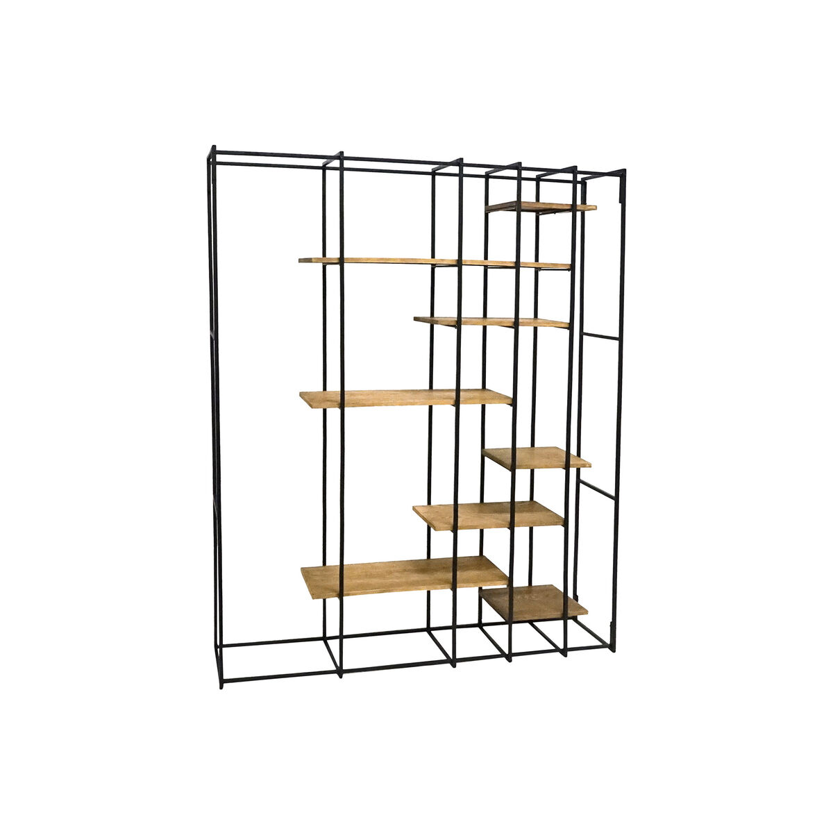 Bokhylla DKD Home Decor Svart Naturell Metall Trä MDF 140 x 33 x 180 cm (1)