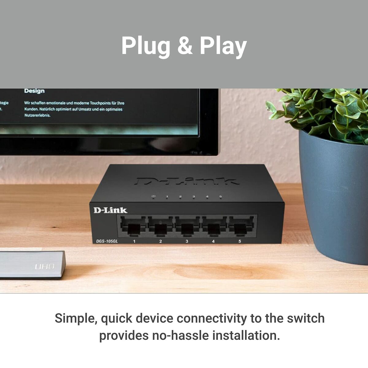 Skrivbords omkopplare D-Link DGS-105GL - 4