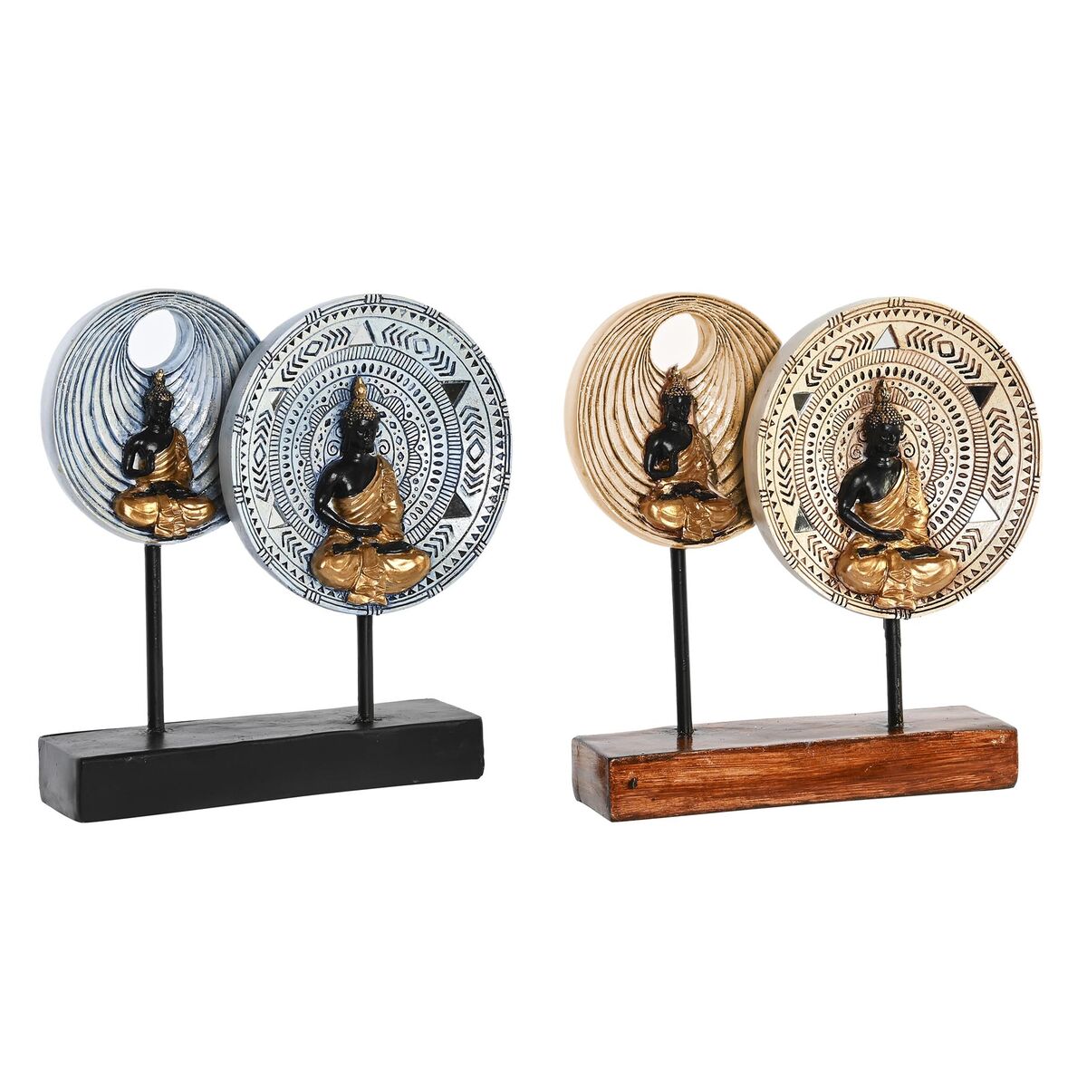 Prydnadsfigur DKD Home Decor 25 x 6,7 x 25,6 cm Beige Blå Buddha Orientalisk (2 antal) - 3