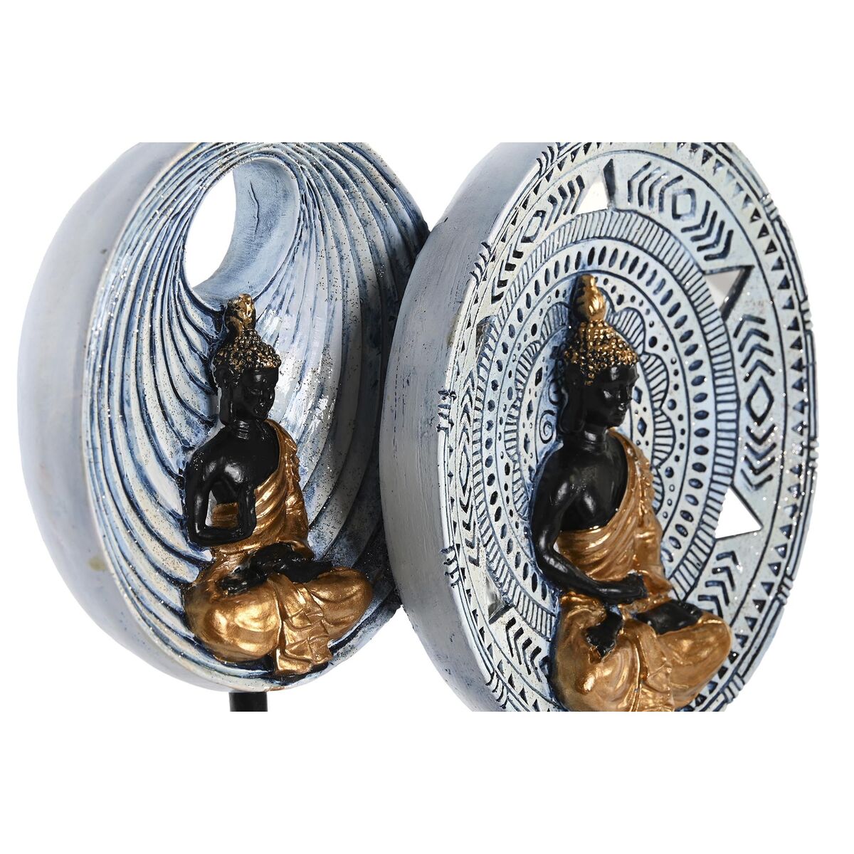 Prydnadsfigur DKD Home Decor 25 x 6,7 x 25,6 cm Beige Blå Buddha Orientalisk (2 antal) - 2