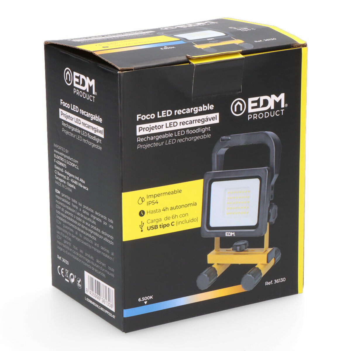 LED spotlight EDM 36130 20 W 6500 K 1000 Lm 2000 Lm Laddningsbar - 6