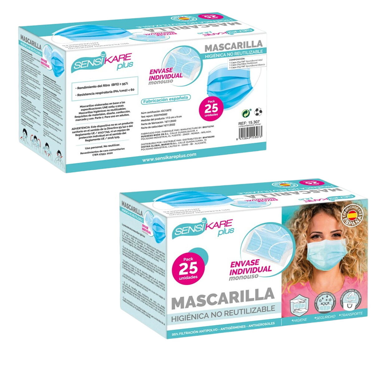 Box of hygienic masks SensiKare 25 Delar (12 antal) - 12