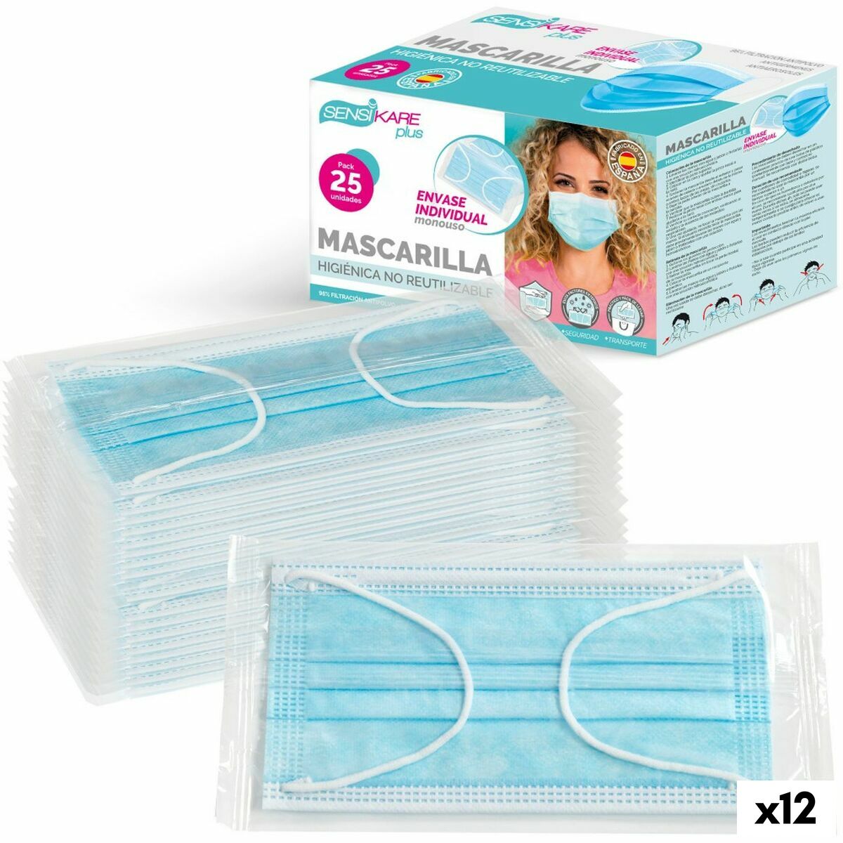 Box of hygienic masks SensiKare 25 Delar (12 antal) - 7
