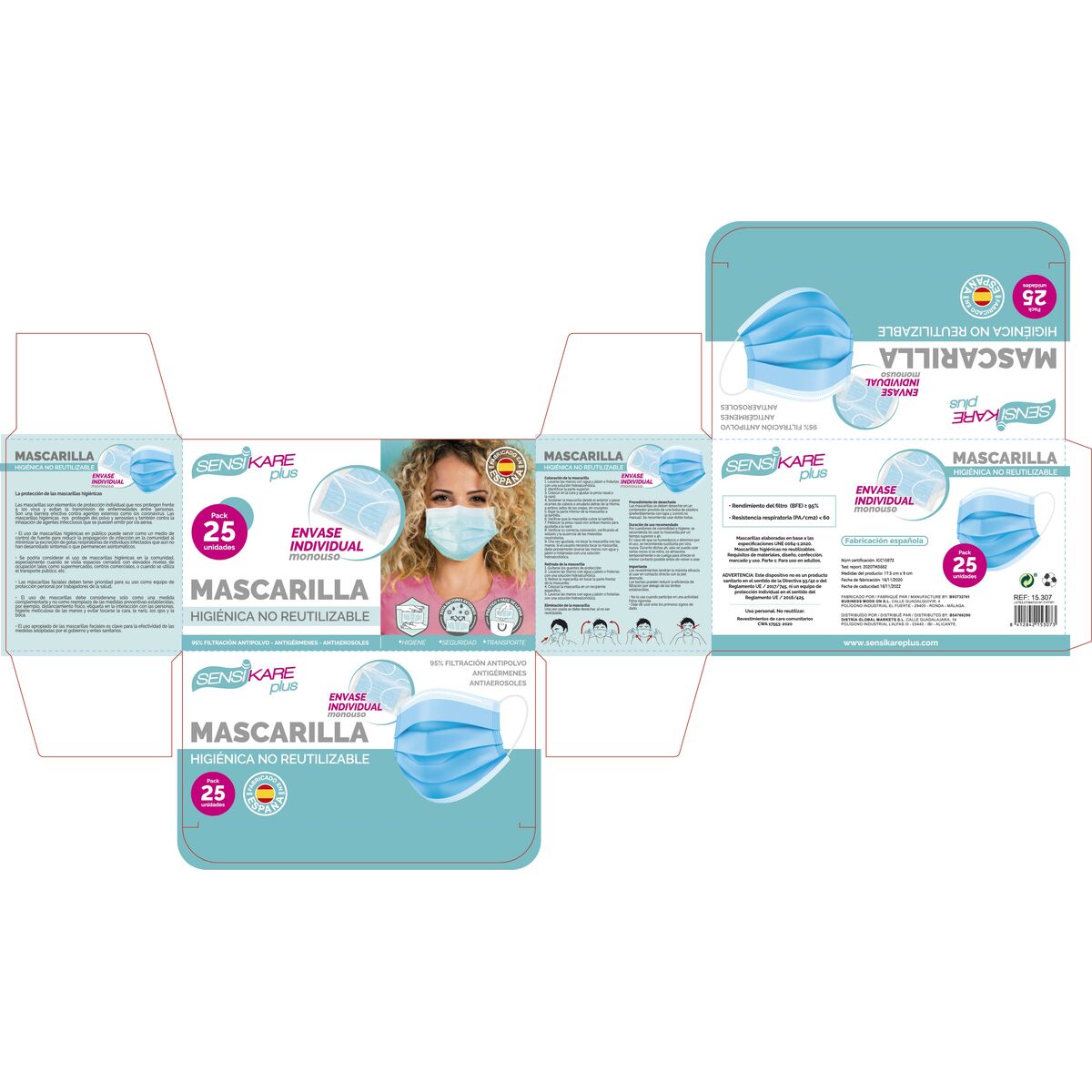 Box of hygienic masks SensiKare 25 Delar (12 antal) - 13