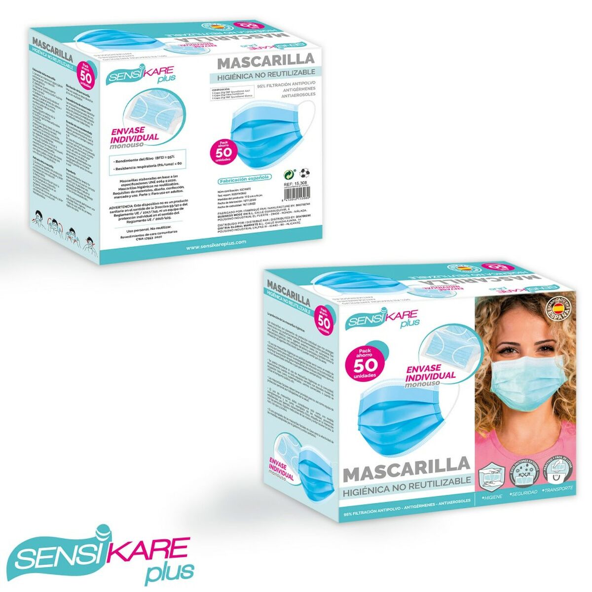 Box of hygienic masks SensiKare 50 Delar (12 antal) - 4