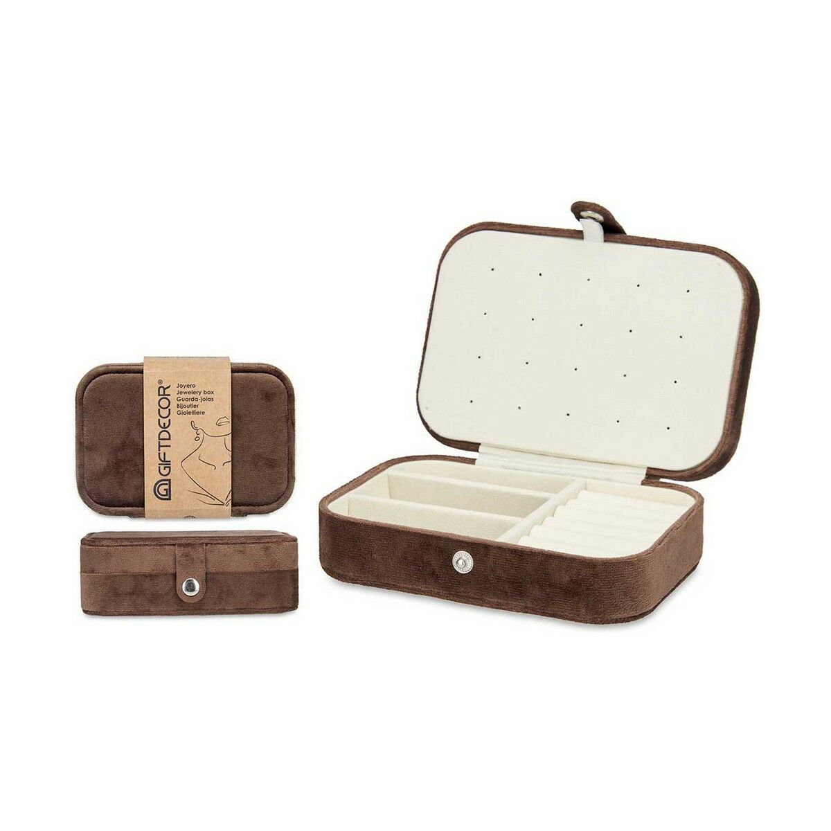 Smyckeskrin Gift Decor Brun Sammet 16,2 x 6 x 11,5 cm (12 antal) - 3