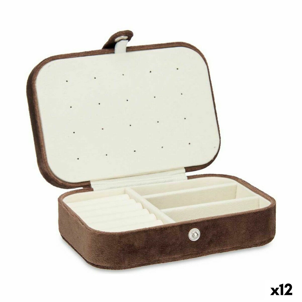 Smyckeskrin Gift Decor Brun Sammet 16,2 x 6 x 11,5 cm (12 antal) - 5