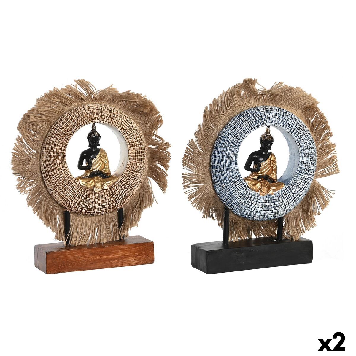 Prydnadsfigur DKD Home Decor 19 x 6 x 25 cm Beige Blå Buddha Orientalisk (2 antal) - 5