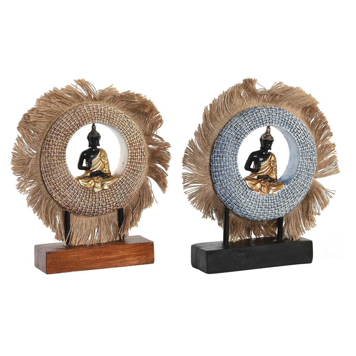 Prydnadsfigur DKD Home Decor 19 x 6 x 25 cm Beige Blå Buddha Orientalisk (2 antal) - 3