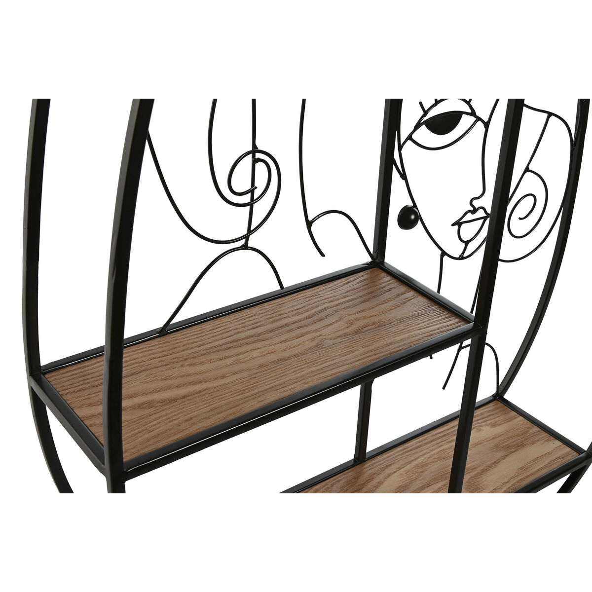 Bokhylla Home ESPRIT Svart Naturell Metall Trä MDF 53 x 12,2 x 72 cm Vägg - 2