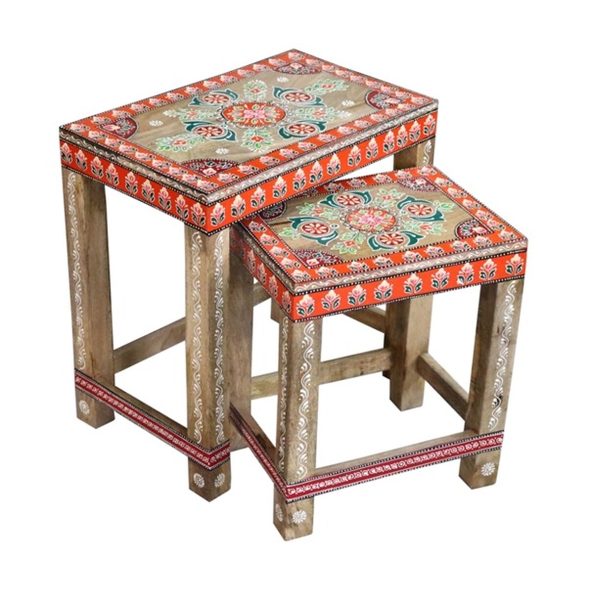 2-bordsset DKD Home Decor Multicolour Naturell 45 x 30 x 45 cm 45 x 28,5 x 46 cm