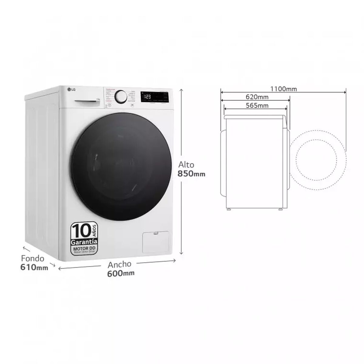 Tvättmaskin LG F4WR6013AGW 60 cm 1400 rpm 13 kg Ånga - 6