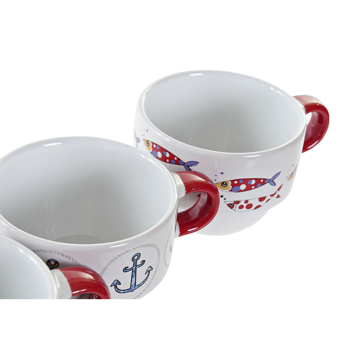 Set med kaffekoppar DKD Home Decor Röd Multicolour Metall Stengods Medelhavs 190 ml 4 Delar - 3