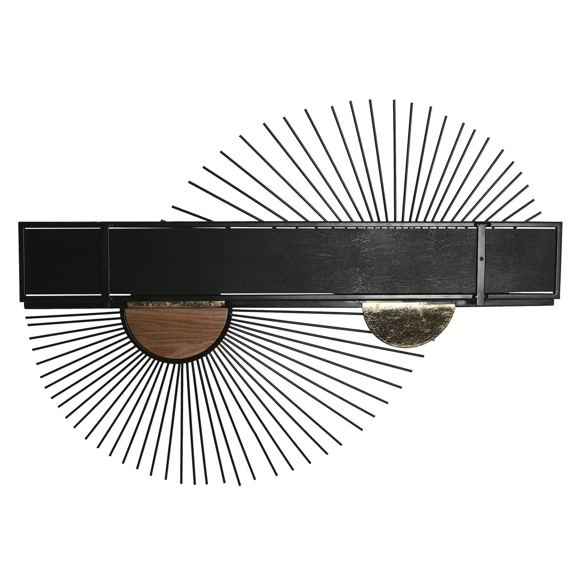 Bokhylla Home ESPRIT Svart Naturell Metall Trä MDF 70 x 12 x 51 cm Vägg - 3