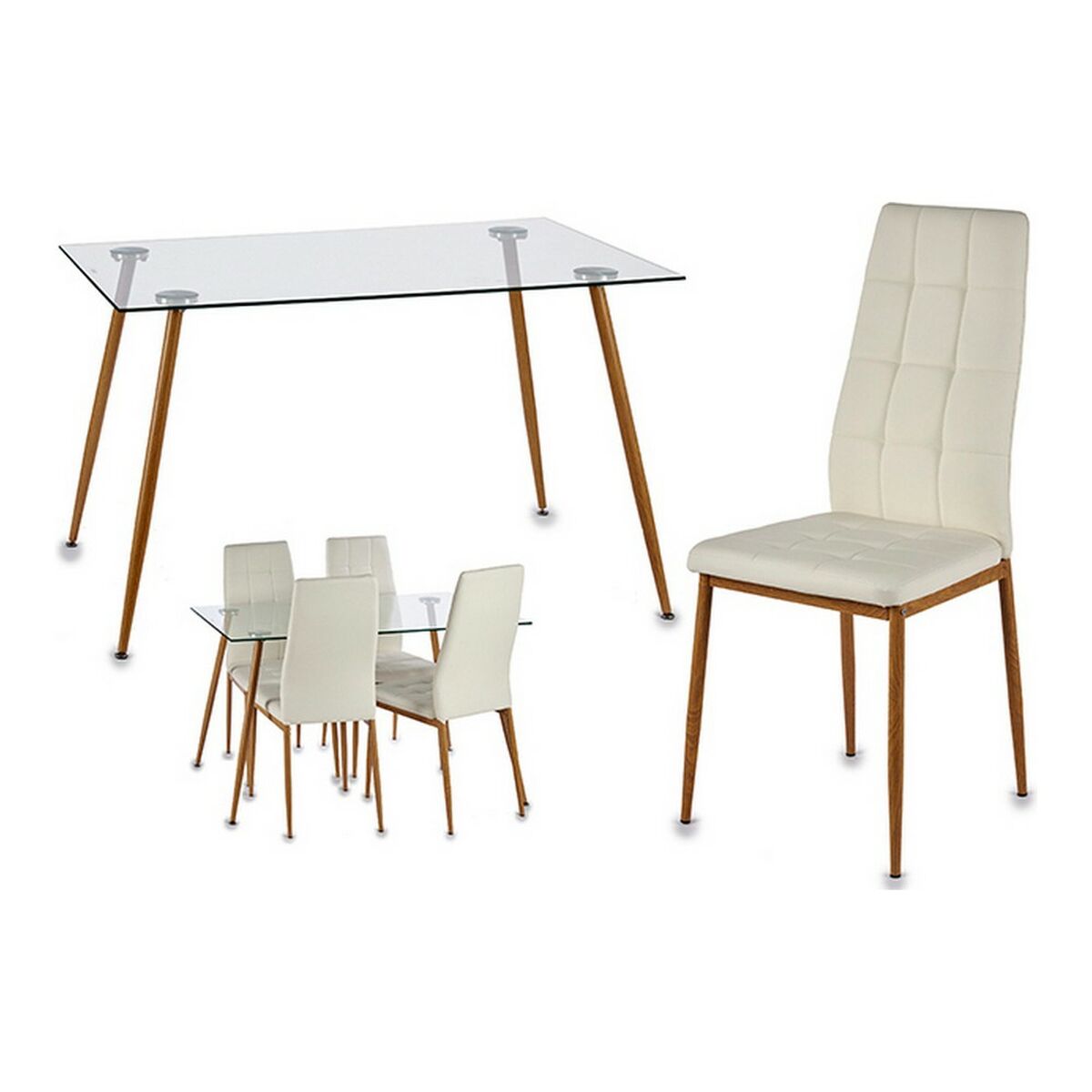 Bordsgrupp med 4 stolar Gift Decor Davi 70 x 75 x 120 cm Metall Glas