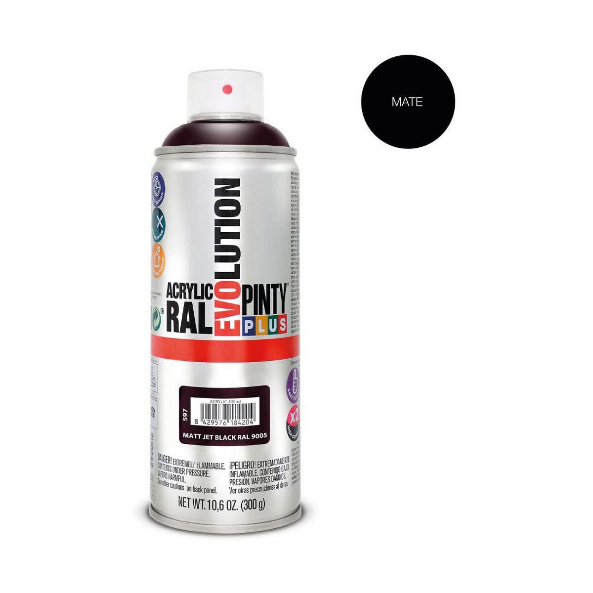 Sprejfärg Pintyplus Evolution RAL 9005 400 ml Matt Jet Black - 4