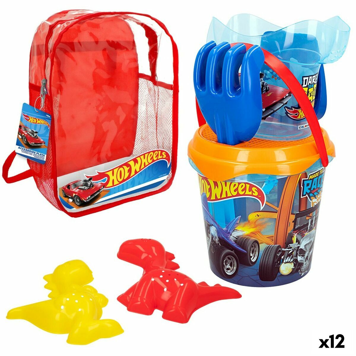 Strandleksaker set Hot Wheels Ø 18 cm polypropen (12 antal) - 2