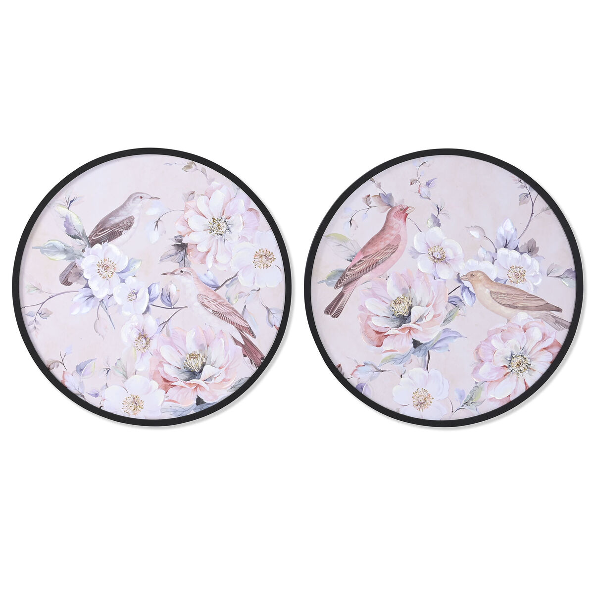 Tavla DKD Home Decor Romantisk Fåglar 70 x 3 x 70 cm (2 antal)