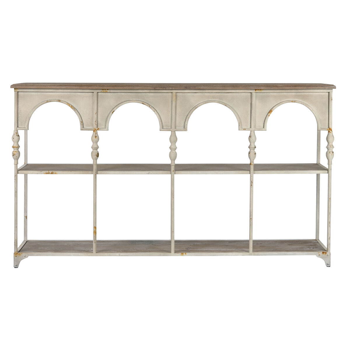 Bokhylla Home ESPRIT Vit Naturell Metall 159 X 36,5 X 91 cm