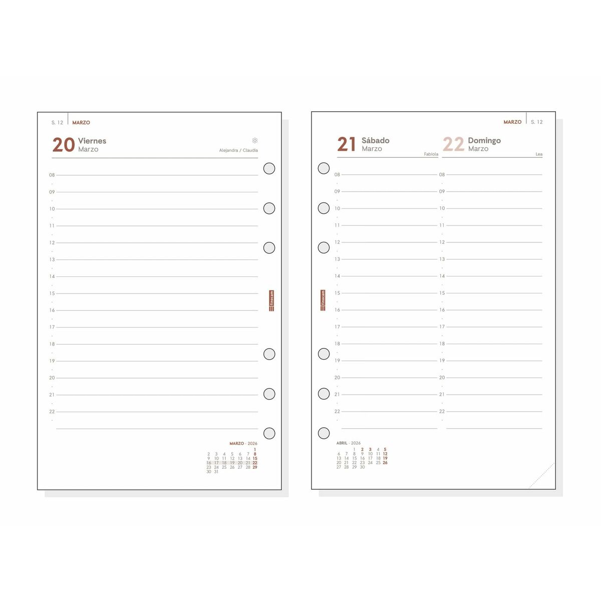 Påfyllning av agenda Finocam OPEN R598 2026 11,7 x 18,1 cm - 2