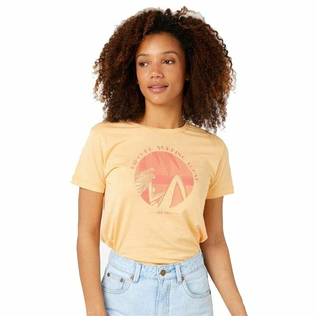 T-shirt med kortärm Rip Curl Re-Entry Crew  Beige - 3