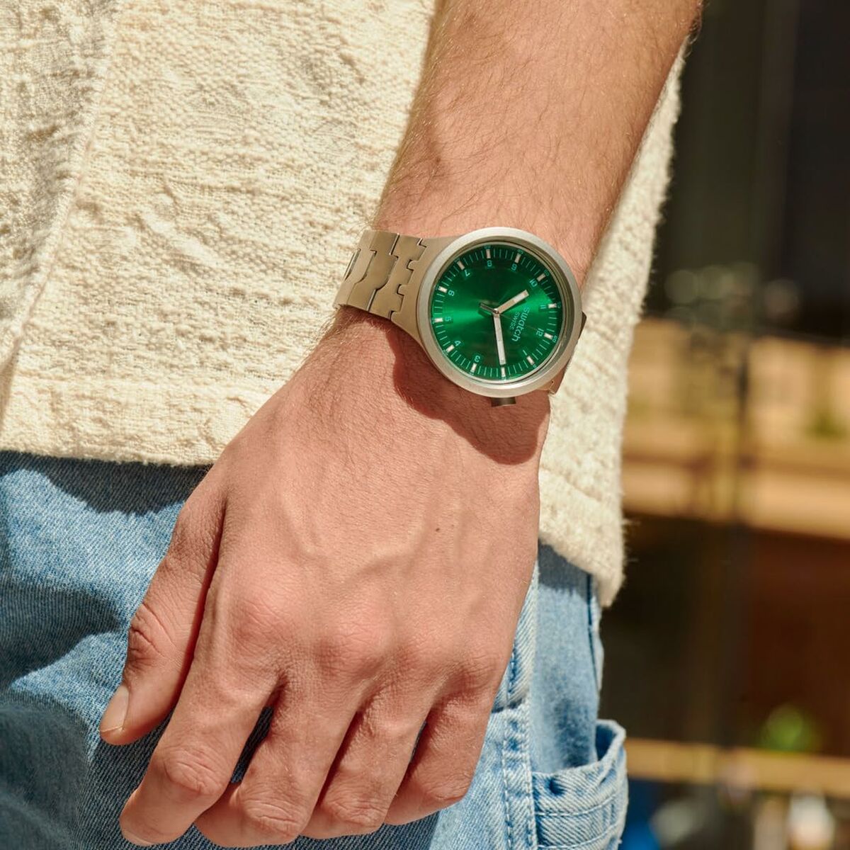 Herrklocka Swatch SB07S101G Grön Silvrig (Ø 47 mm) - 4