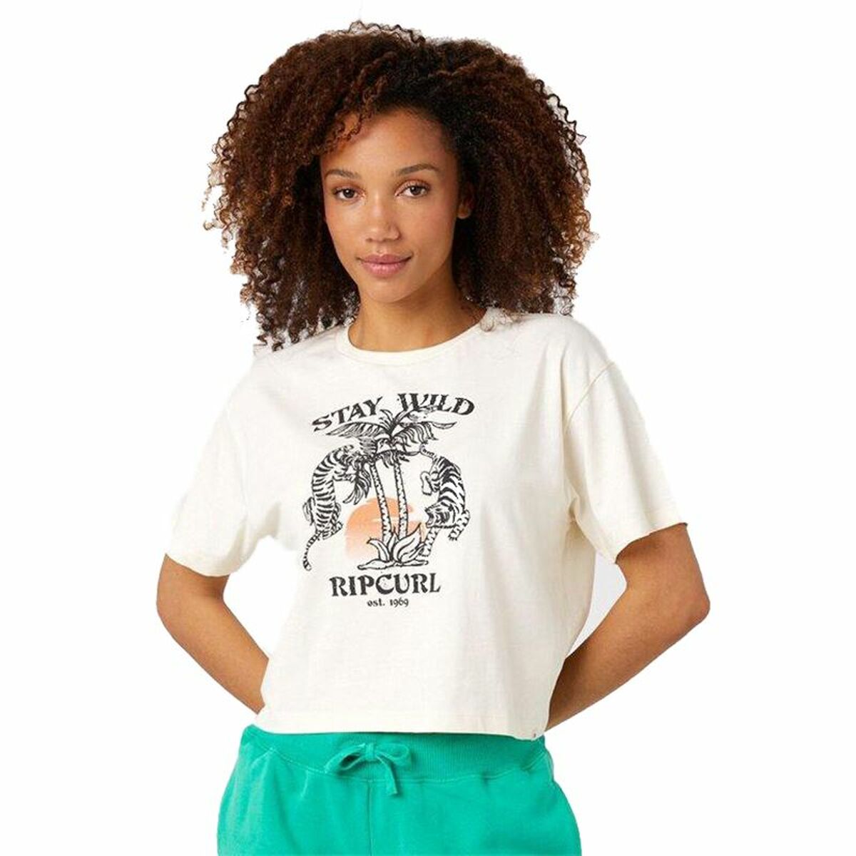 T-shirt med kortärm Rip Curl Stay Wild  Vit - 8