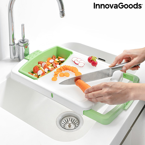 Utdragbar skärbräda 3-i-1 med fack, behållare och bottenventil PractiCut InnovaGoods - 5