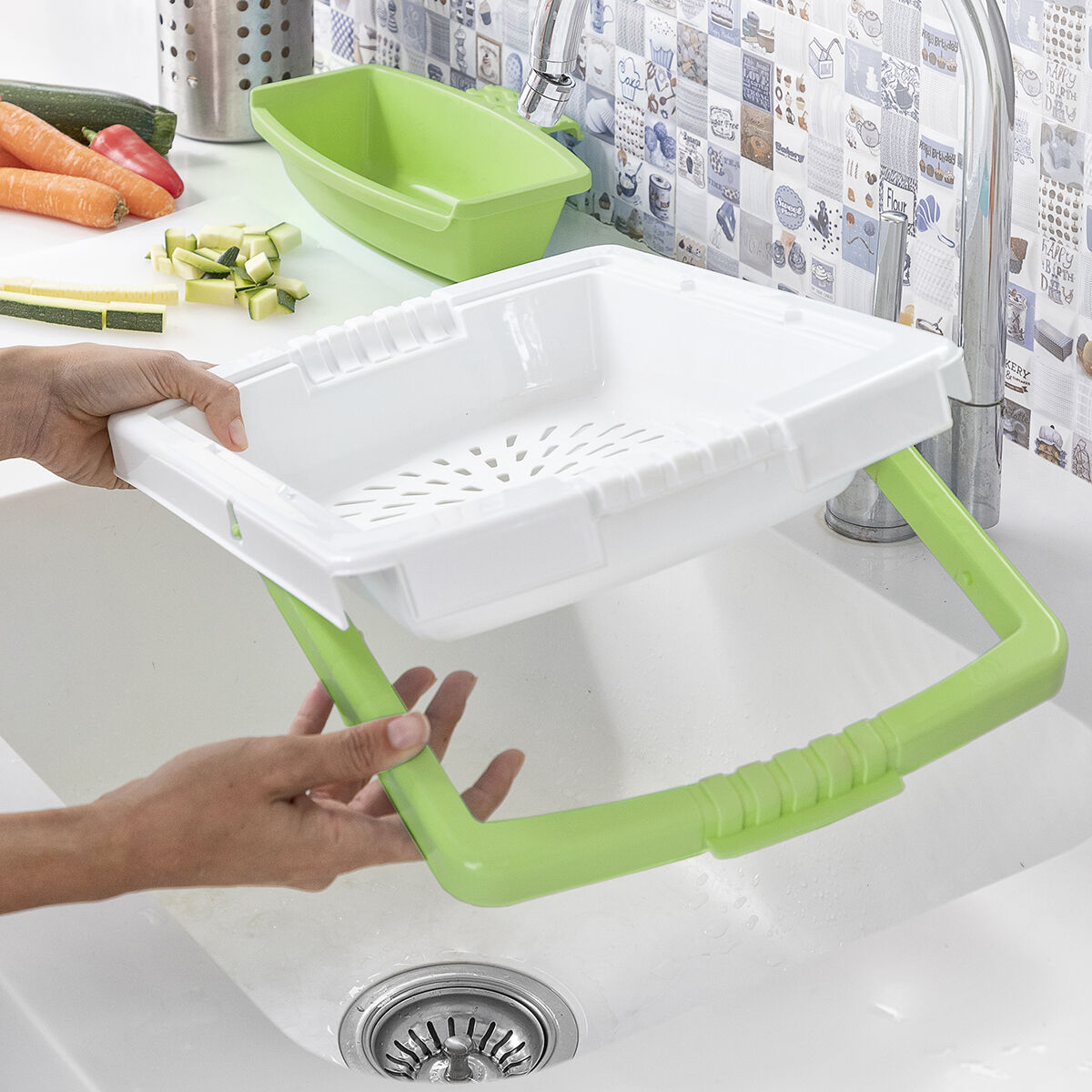 Utdragbar skärbräda 3-i-1 med fack, behållare och bottenventil PractiCut InnovaGoods - 28