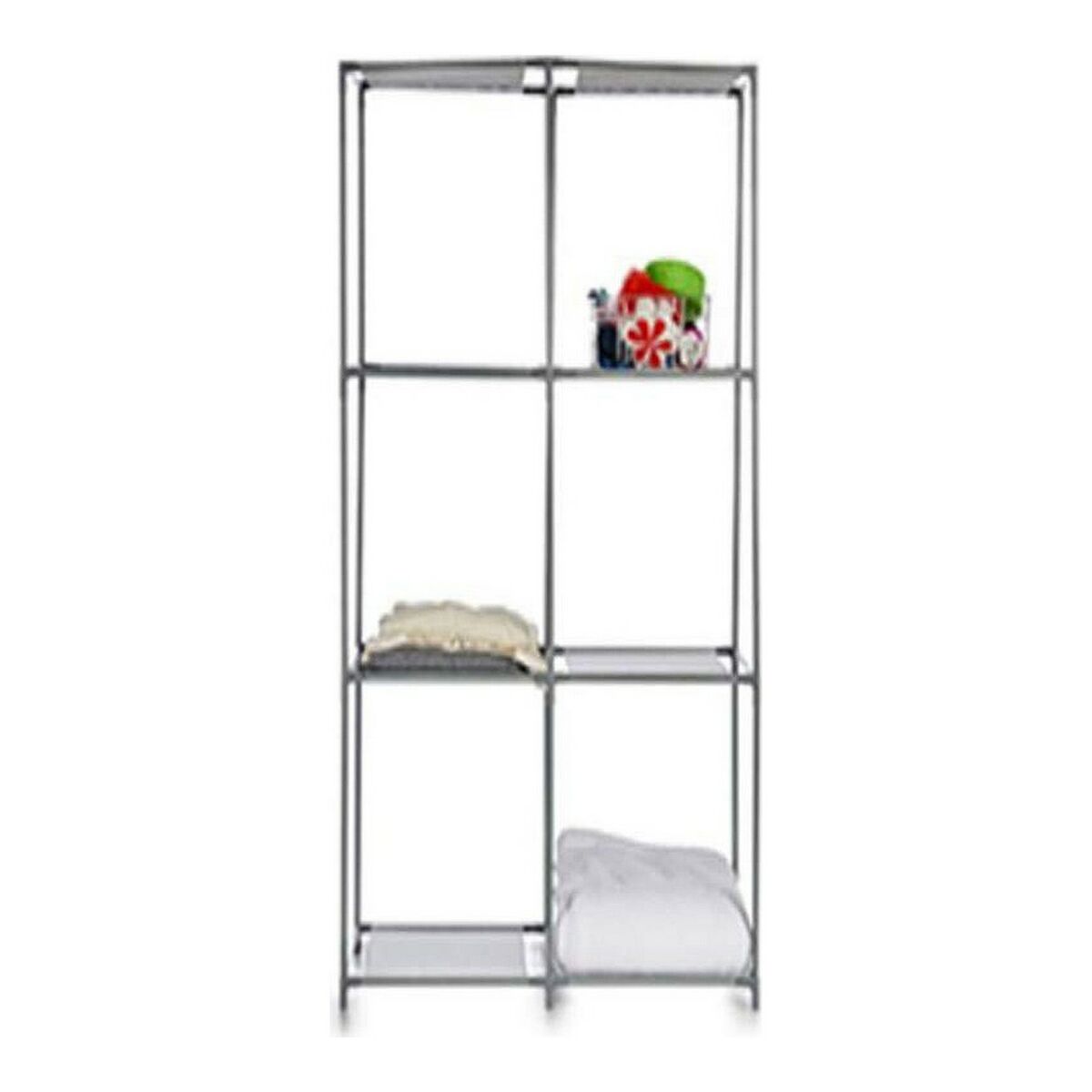 Bokhylla Kipit Grå Metall Tyg Plast 35 x 102 x 68 cm - 2