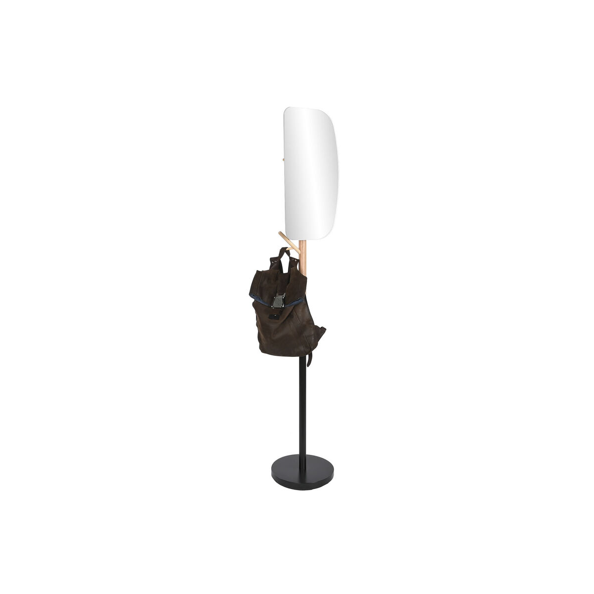 Hattställ Home ESPRIT Svart Naturell Trä Metall Scandi 33 x 33 x 185 cm - 2
