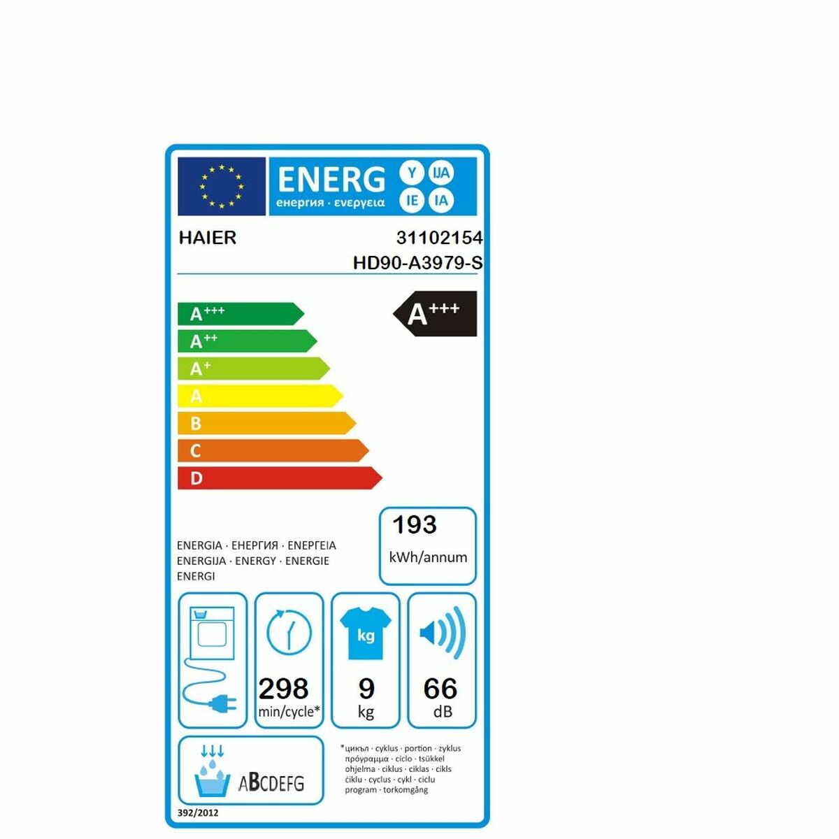 Dryer Haier HD90A3979S 9 kg Vit - 4