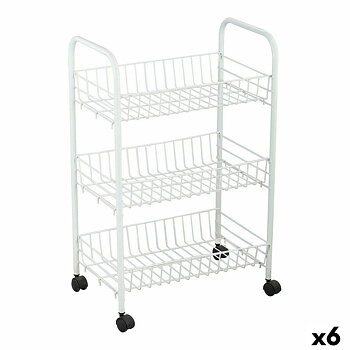 Grönsaksvagn Confortime Vit Metall 3 Hyllor 40 x 26 x 62 cm (6 antal)