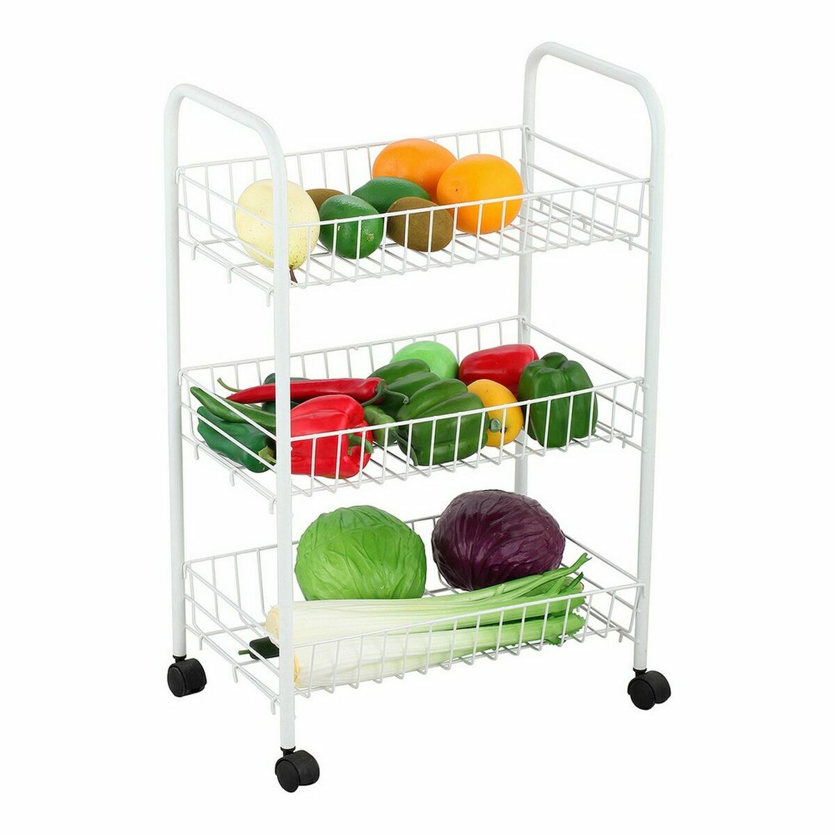 Grönsaksvagn Confortime Vit Metall 3 Hyllor 40 x 26 x 62 cm (6 antal) - 2