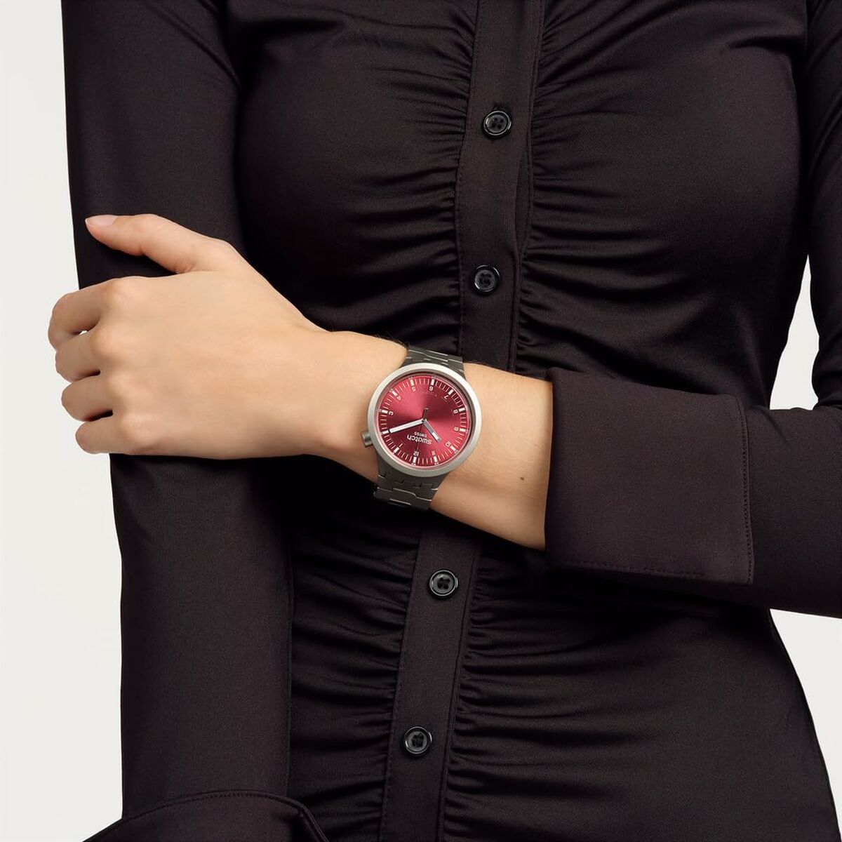 Unisexklocka Swatch SB07S104G Svart Silvrig (Ø 47 mm) - 10