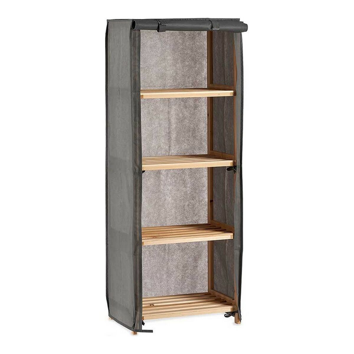 Bokhylla Kipit Brun Grå Trä Tyg 30 x 113 x 42 cm