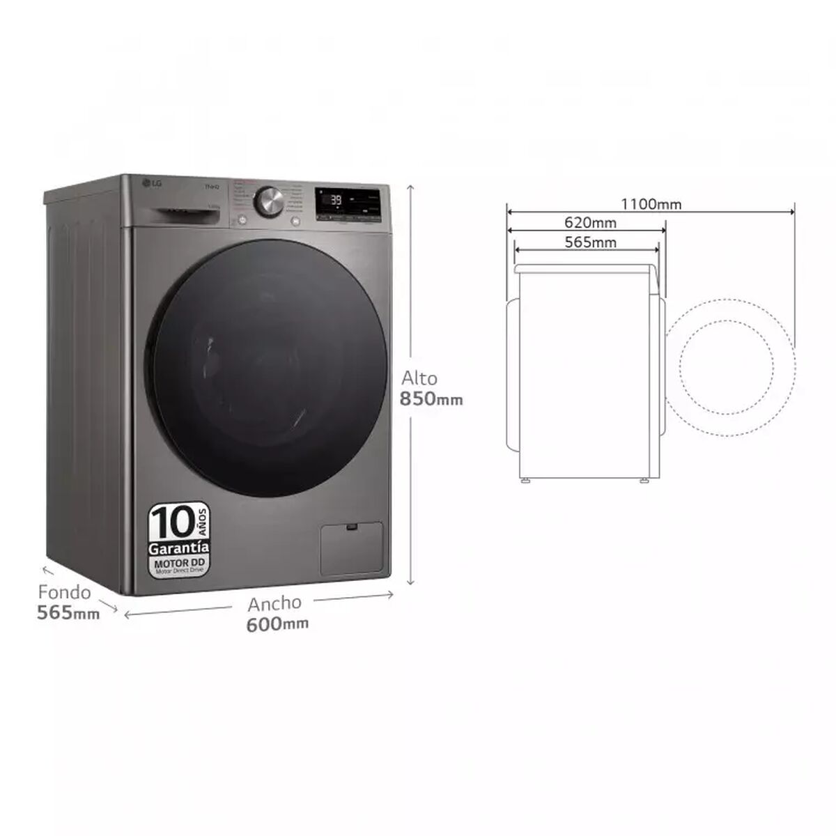 Smart Tvättmaskin-Torktumlare LG F4DR7011AGS 1400 rpm 11 kg/6 kg - 6