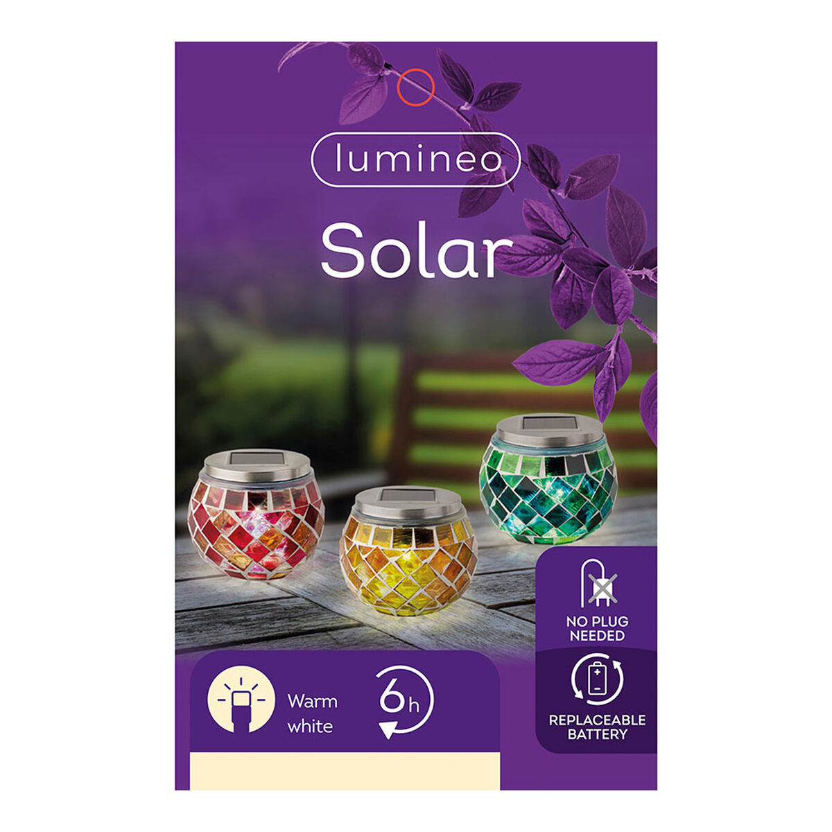 Solcellslampa Lumineo 894596 9 cm Mosaik