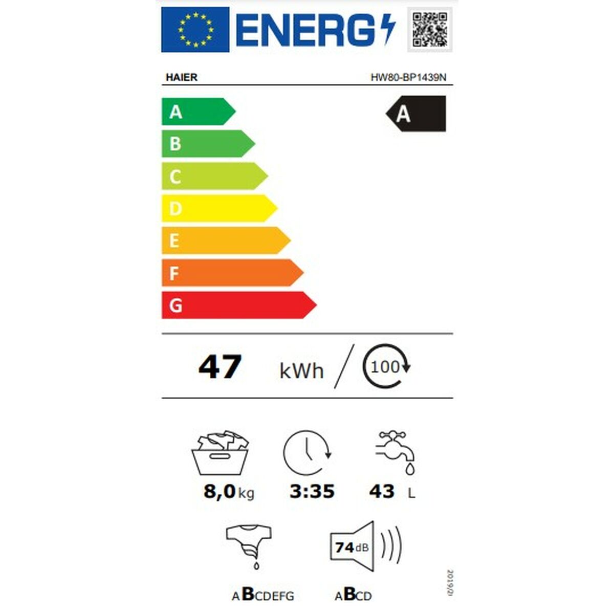 Tvättmaskin Haier HW80-BP1439N Vit 1400 rpm 8 kg - 3