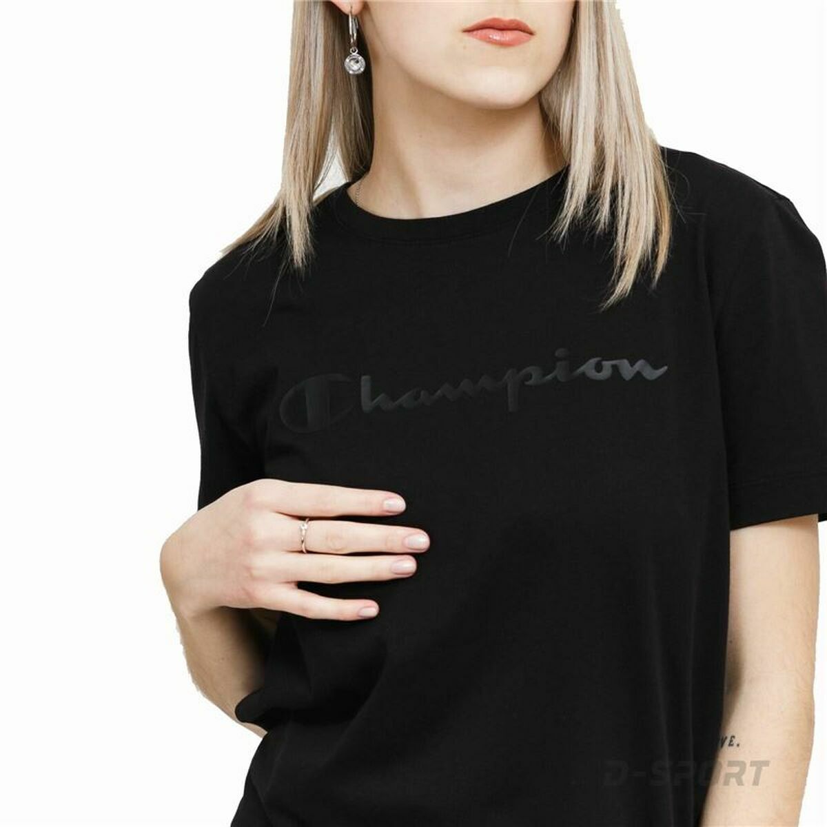 T-shirt med kortärm Dam Champion Crewneck  Svart - 7